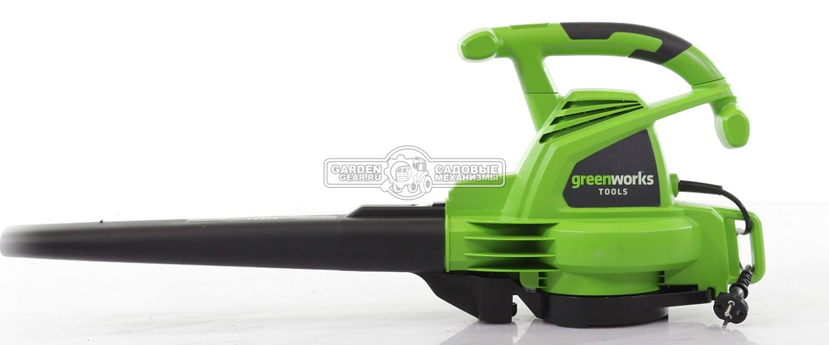 Садовый пылесос/воздуходувка электрическая GreenWorks GBV2800 (PRC, 2800, 270-320 км/ч, мешок 45 л, 4.8 кг)