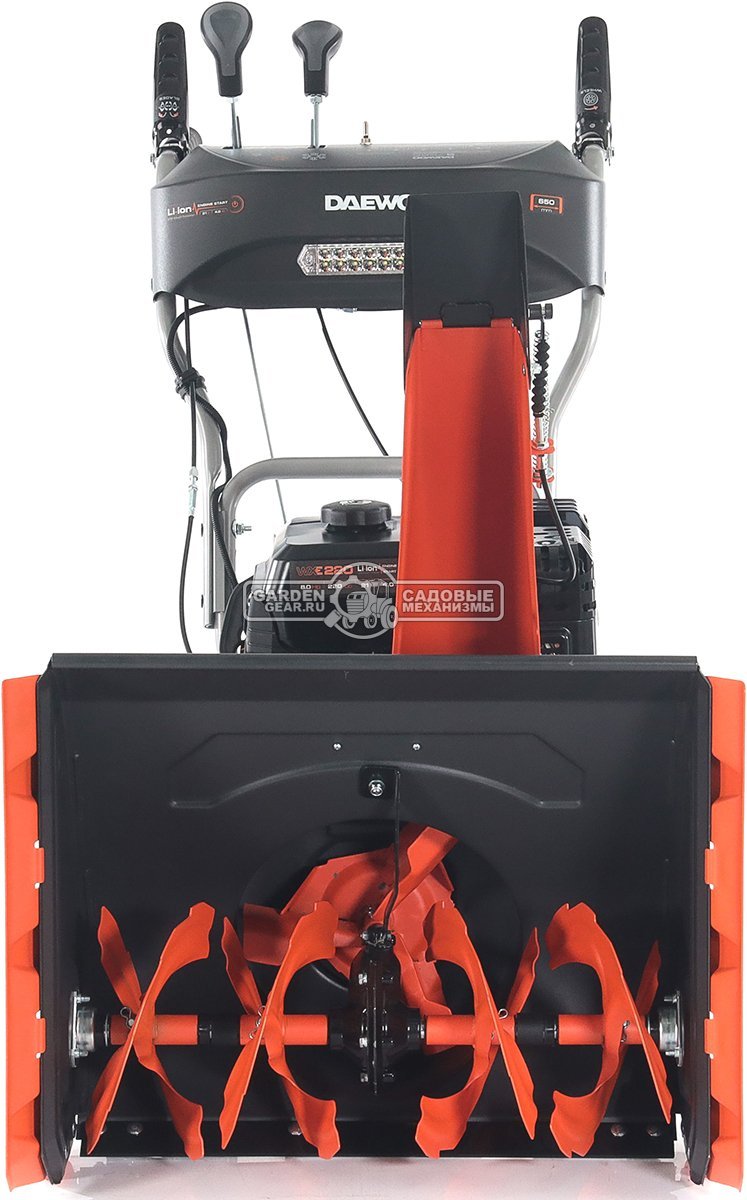 Снегоуборщик Daewoo S 7565 (PRC, 65 см., Daewoo, 220 см3, скорости 6/2, колеса EX-ICE, запуск от аккумулятора 21В, фара, 67 кг.)