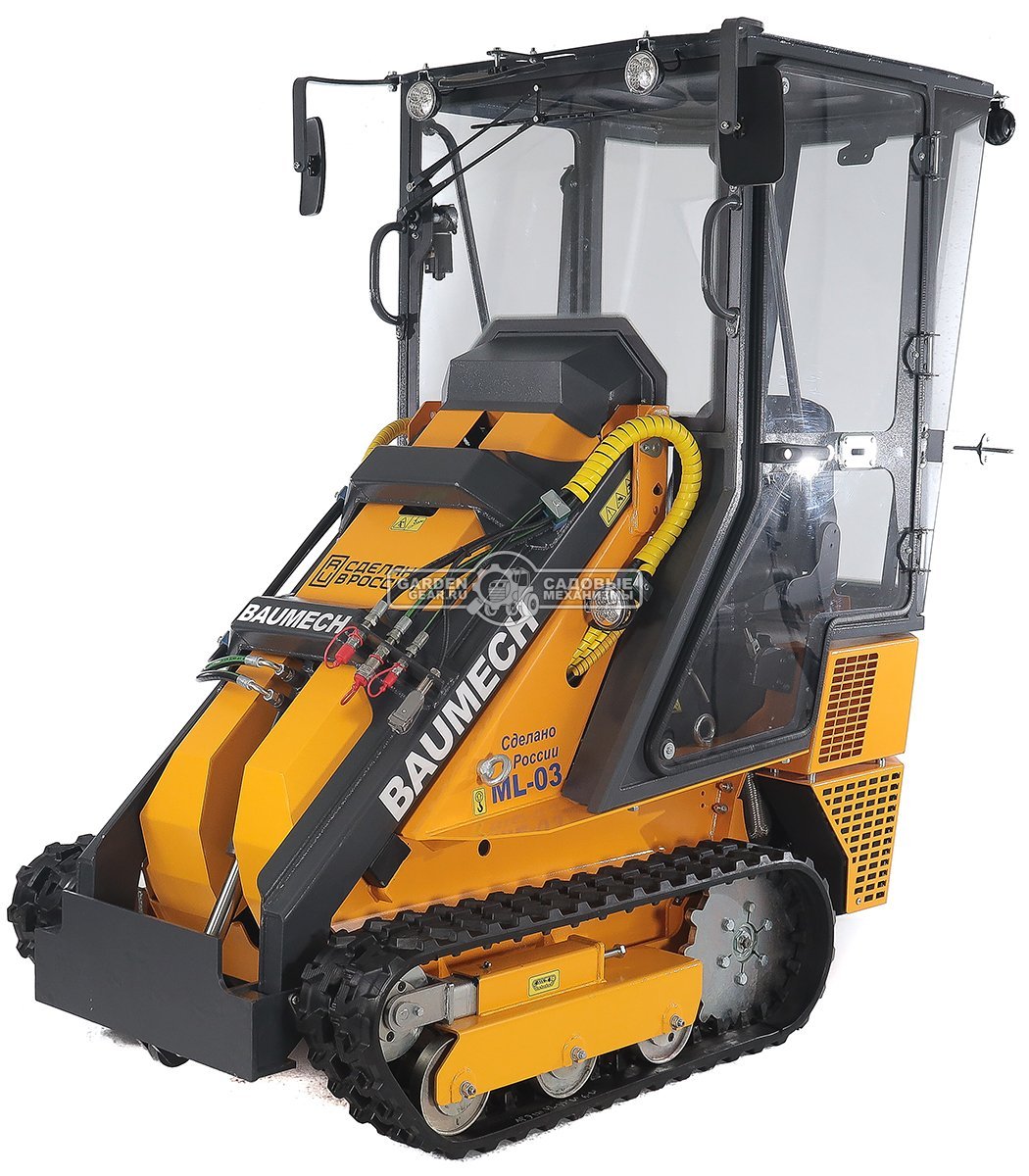 Универсальная машина мини-погрузчик Baumech ML-03 Pro с зимней кабиной с двигателем Honda GX630 V-Twin