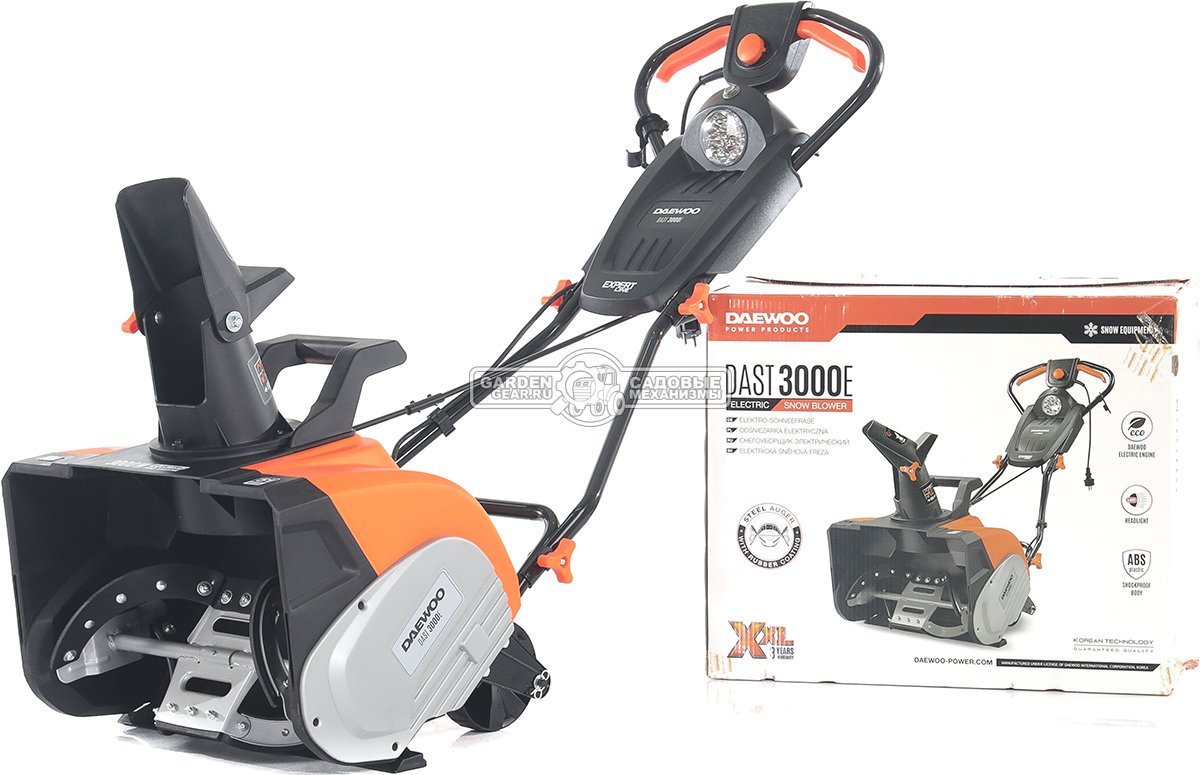 Снегоуборщик электрический Daewoo DAST 3000E (PRC, 51 см., 3000 Вт., LED фара, 16,8 кг.)