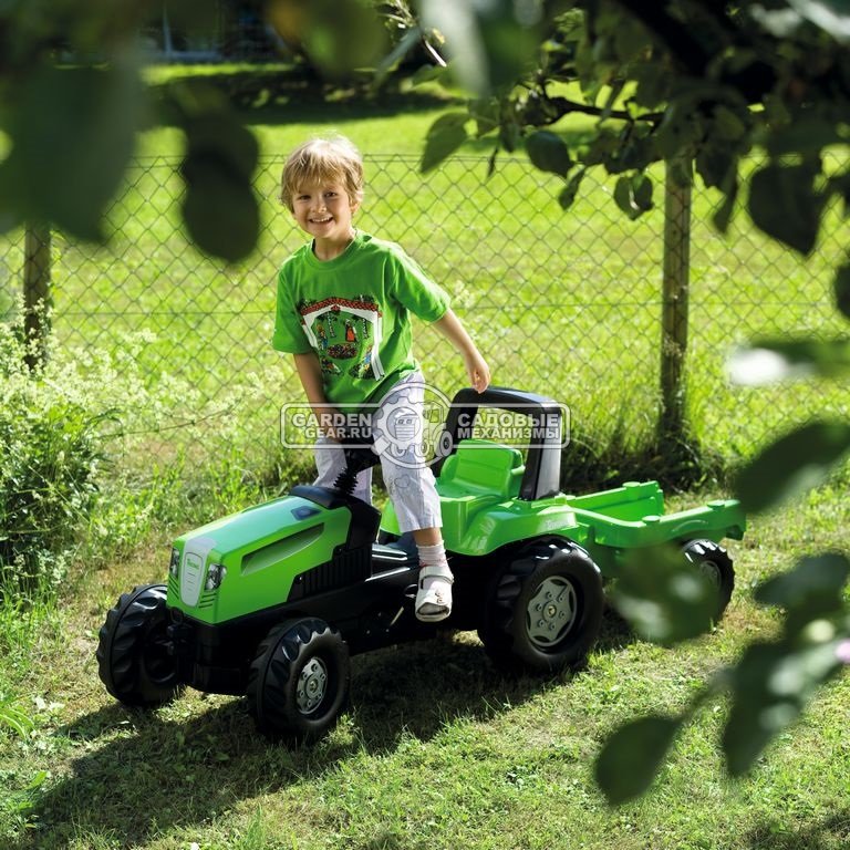 Детский садовый трактор с педалями и прицепом Viking Junior Track для детей от 3 до 7 лет. (новый дизайн, вес 10,9 кг.)