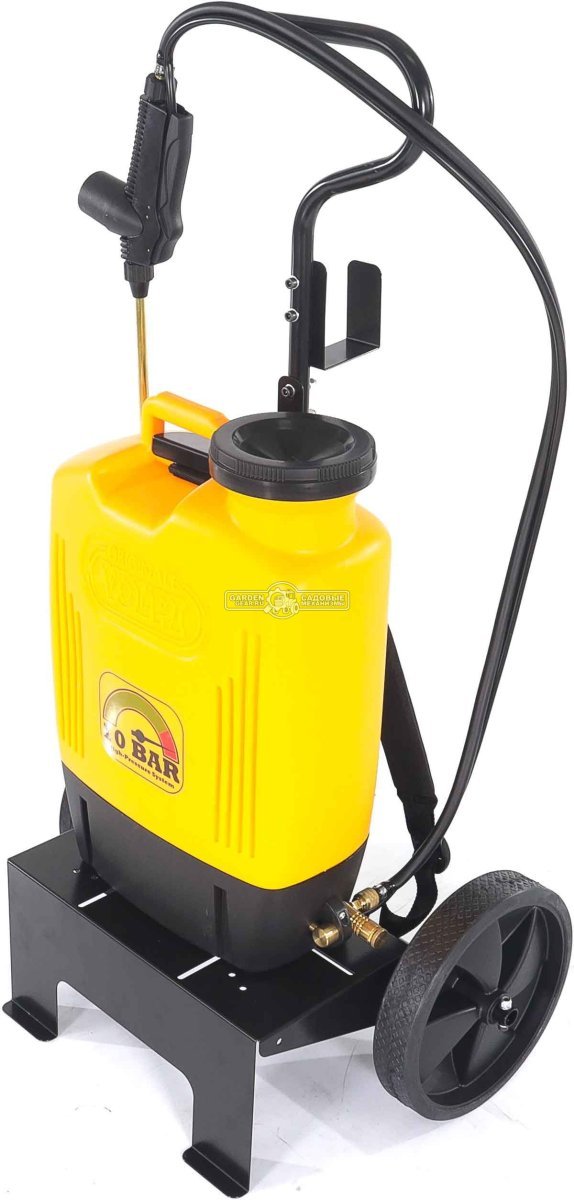 Опрыскиватель аккумуляторный Volpi Elettrolithium 10 BAR 15L CAR с тележкой (ITA, Li-Ion 12В, 8 А/ч, 15 л, 10 Бар, 14 кг)