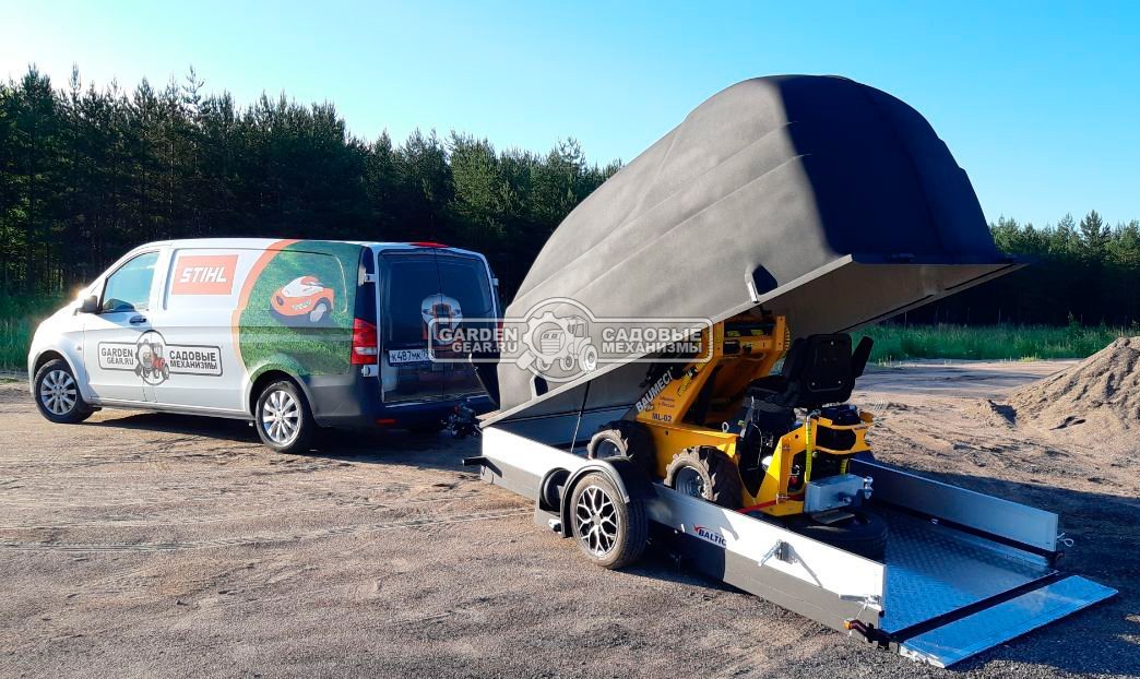 Прицеп с опускающейся платформой на пневмоподвеске Baltic Mechanic Polygon-City PC 750 для перевозки мини-спецтехники, пневмолифт, крышка, 3500x1500