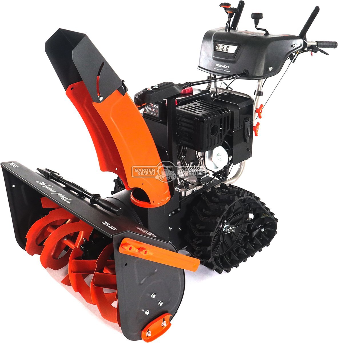 Снегоуборщик Daewoo DAST 430 гусеничный (PRC, 76 см, Daewoo WXE 350, 310 см3, запуск от аккумулятора, фара, гусеницы Arctic track, 125 кг.)