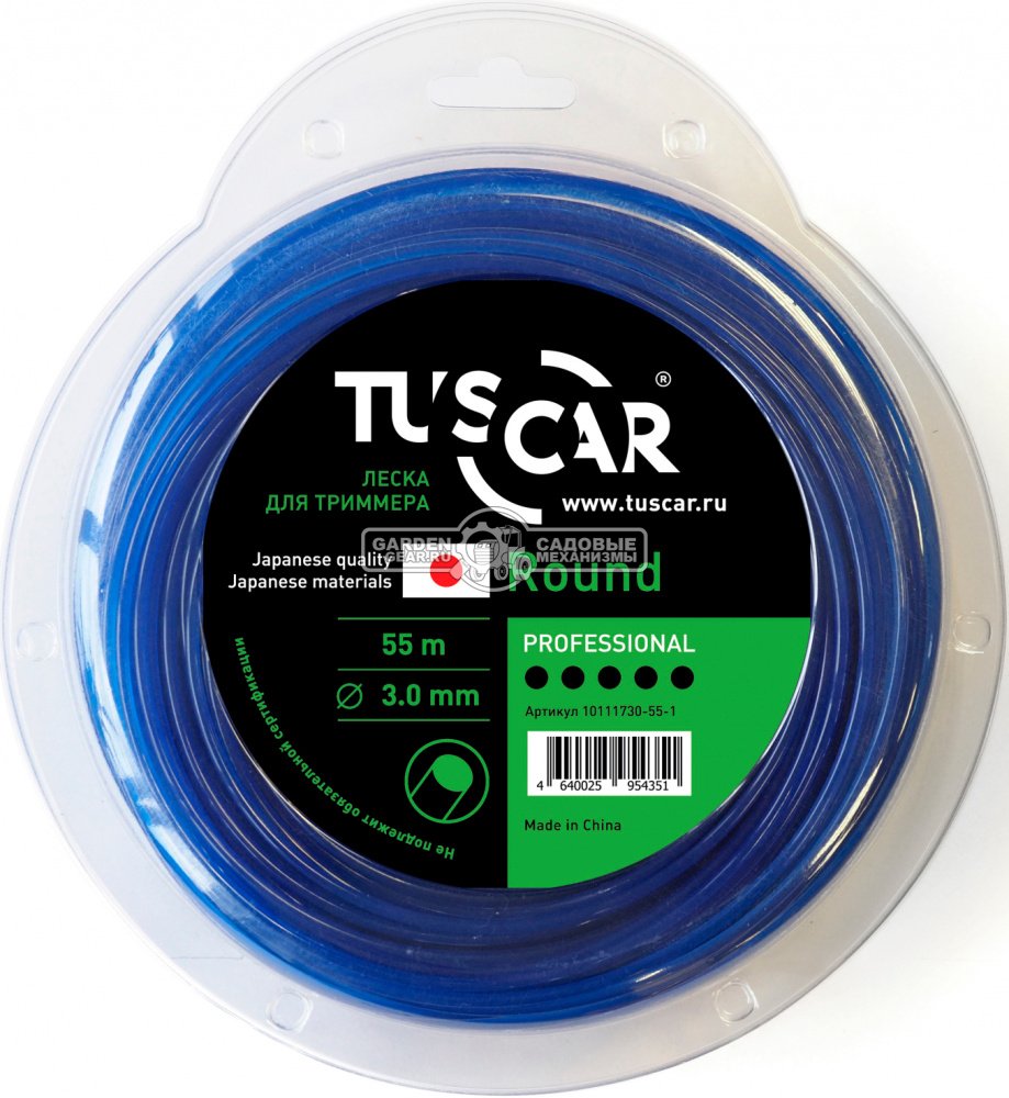 Леска Tuscar Round Professional Blue 3.0 мм х 55 м (круг, 100% полимер UBE INDUSTRIES Япония)
