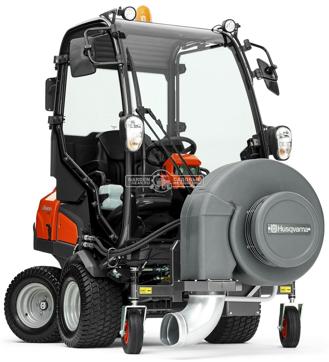 Профессиональный райдер Husqvarna P 525DX с кабиной (SWE, дизель Kubota D1105 3 цилиндра, 1123 куб.см., AWD, гидравлика для оборудования, 907 кг.)