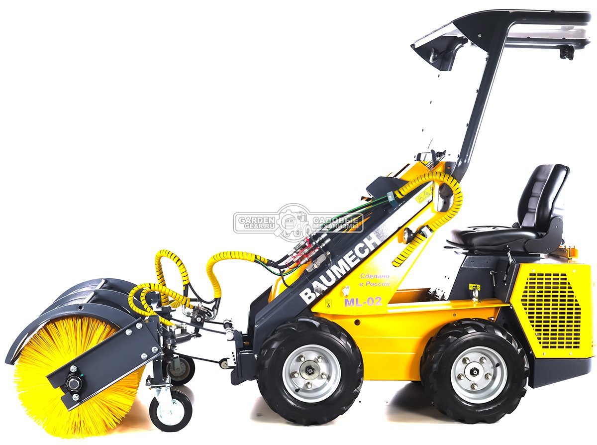 Универсальная машина мини-погрузчик Baumech ML-02 Pro + гидравлическая щётка 115 см. + каркас безопасности с двигателем Zongshen GB750 EFI инжектор