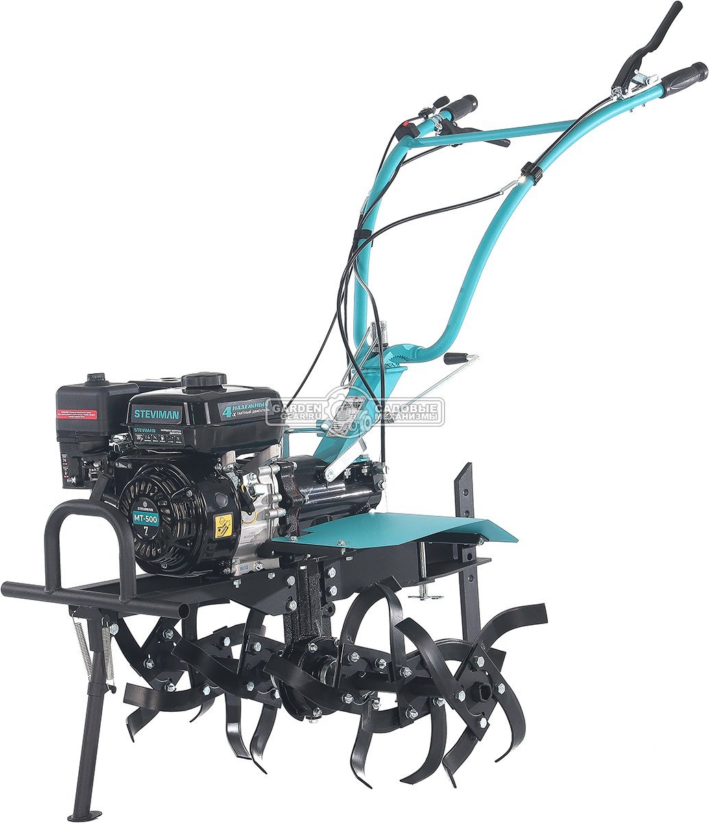 Мотоблок Steviman MT-500 (RUS, колеса 4.00х10, EST 212 см3, 90 см, 2 вперед/1 назад, ВОМ, 100 кг)
