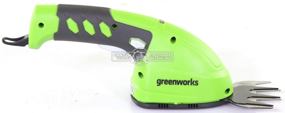 Ножницы для газонов аккумуляторные + кусторез GreenWorks G7,2GS с телескопической рукояткой (PRC, 7.2 В, 2 Ач, 8 см + 16 см, 0.7 кг)