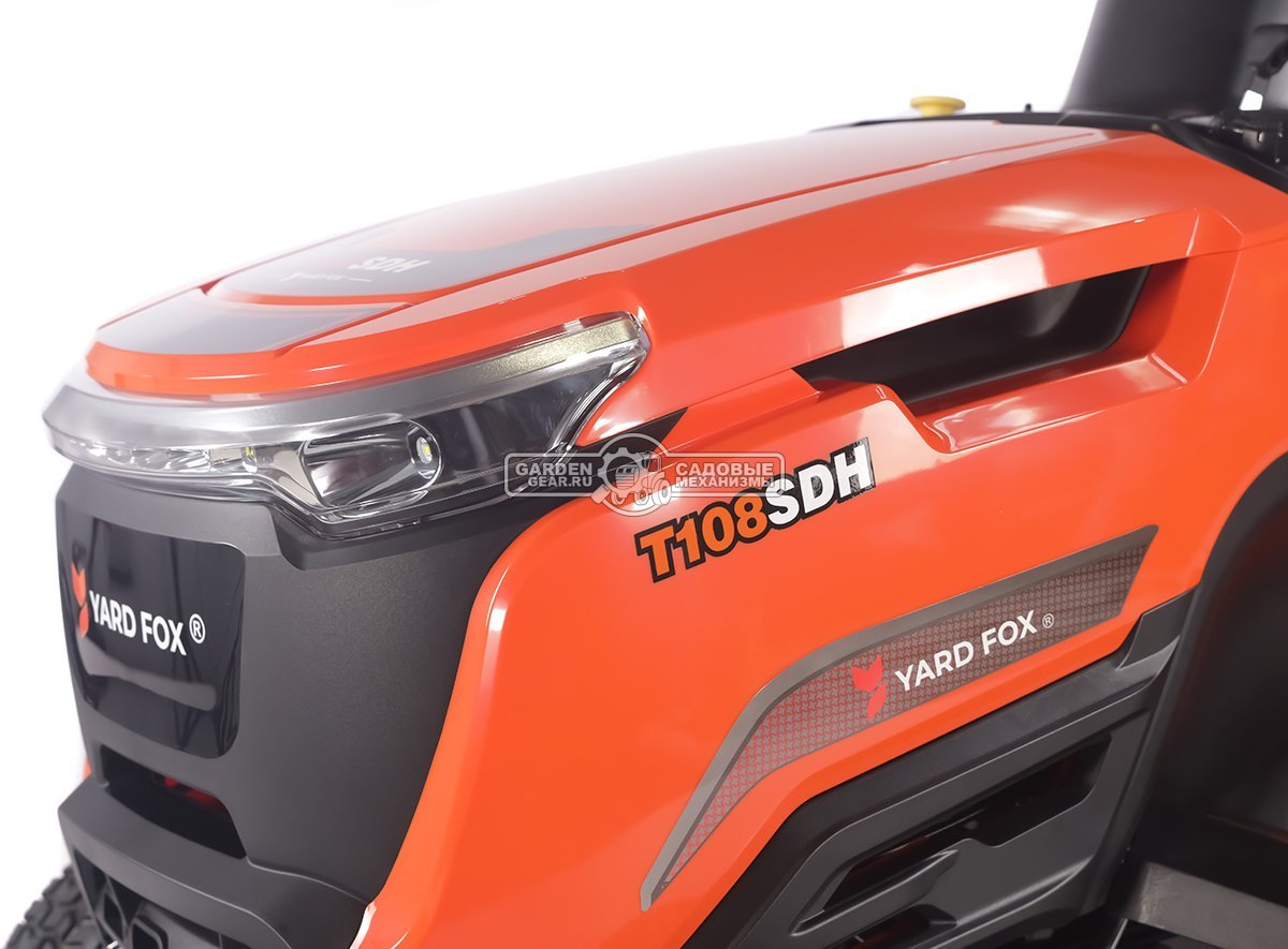 Садовый трактор Yard Fox Optima T 108 SDH (PRC, Loncin V-Twin 586 куб.см., гидростатика, боковой выброс, ширина кошения 108 см, 200 кг)
