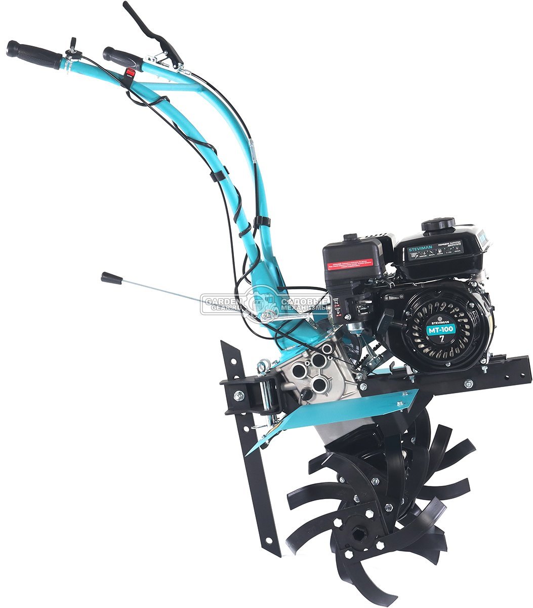 Мотоблок Steviman MT-100 (RUS, колеса 4,00х8, EST 212 см3, 85 см, 2 вперед/1 назад, шкив, 70 кг)