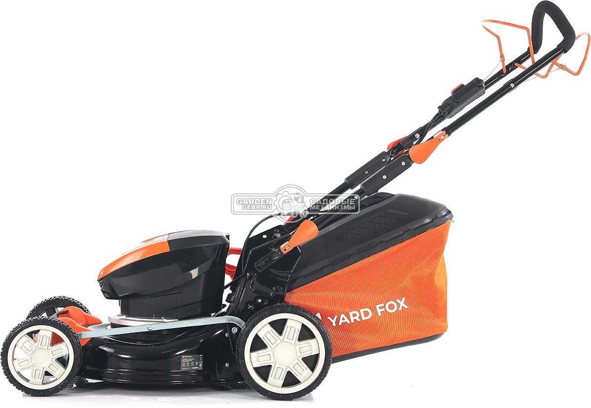 Газонокосилка аккумуляторная самоходная Yard Fox EL4655B SET с АКБ 4.0 А/ч и ЗУ (PRC, BL 60В, 46 см, сталь, 3 в 1, 55 л, 25 кг)