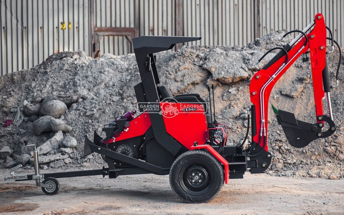 Прицепной экскаватор RED Rhino RBV-08 профессиональная комплектация, Loncin LC2V78FD-2., глубина копания 2,2 м., ковш 250 мм., 750 кг.