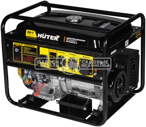 Бензиновый генератор Huter DY8000LX (PRC, Huter 420 см3, 230 В, 6,5 кВт, 25 л, эл. стартер, АКБ - опция, 94 кг)