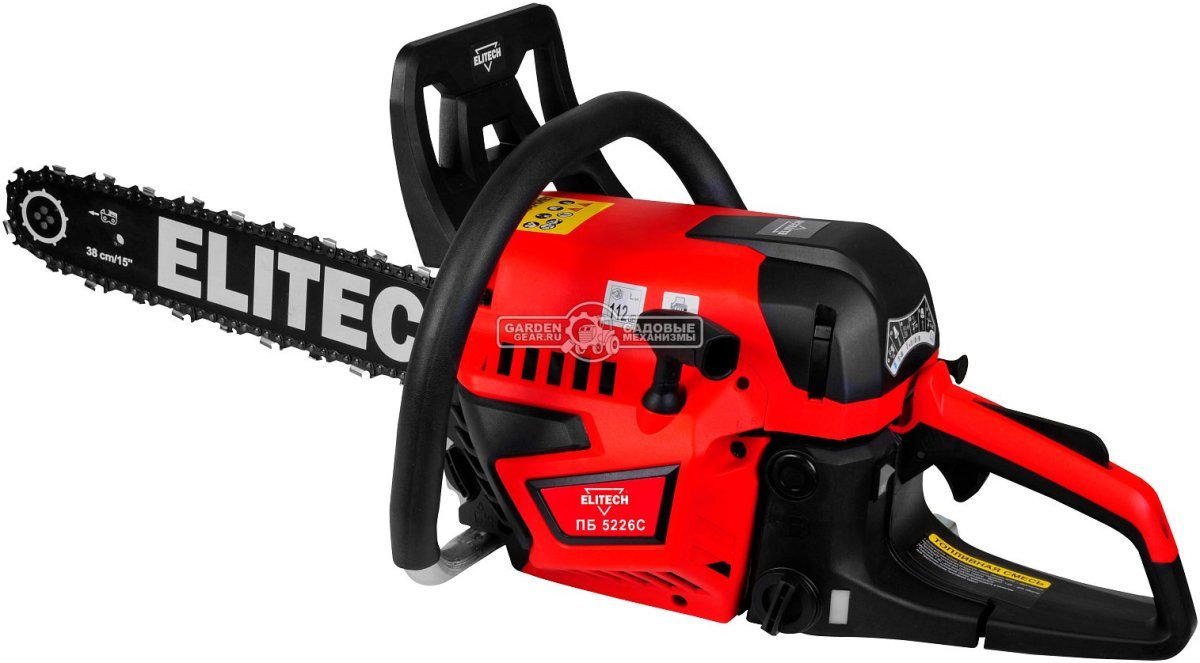 Бензопила Elitech ПБ 5226C 15" (PRC, 52 куб.см, 1.9 кВт/ 2.6 л.с, 0.325"-1.3-64E, 5.4 кг)