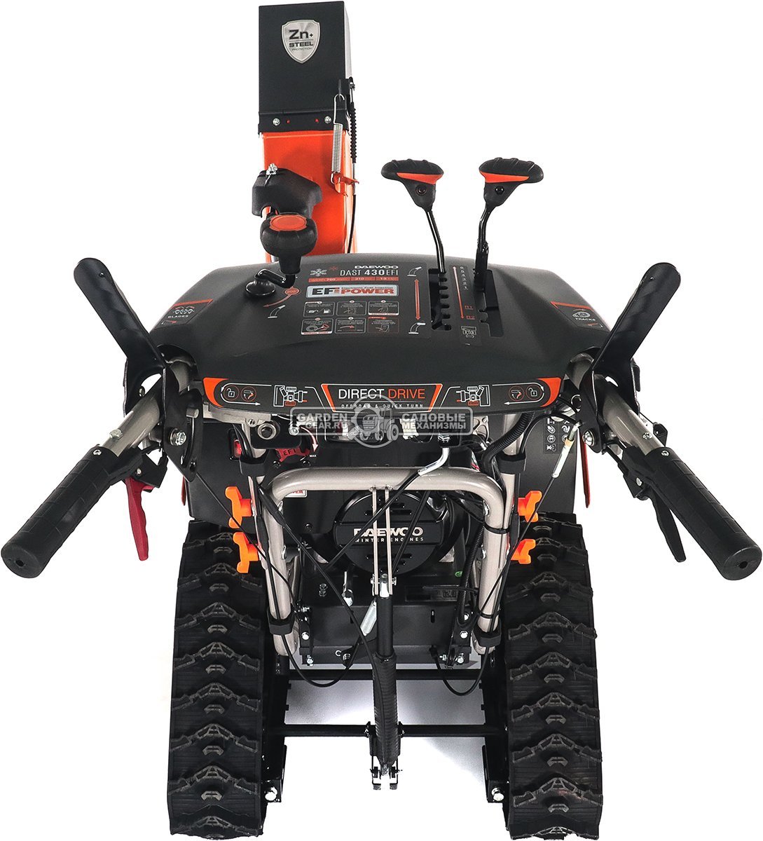 Снегоуборщик Daewoo DAST 430 (EFI) гусеничный (PRC, 76 см, Daewoo WXE 350 EFI, 310 см3, запуск от аккумулятора, фара, гусеницы Arctic track, 125 кг.)