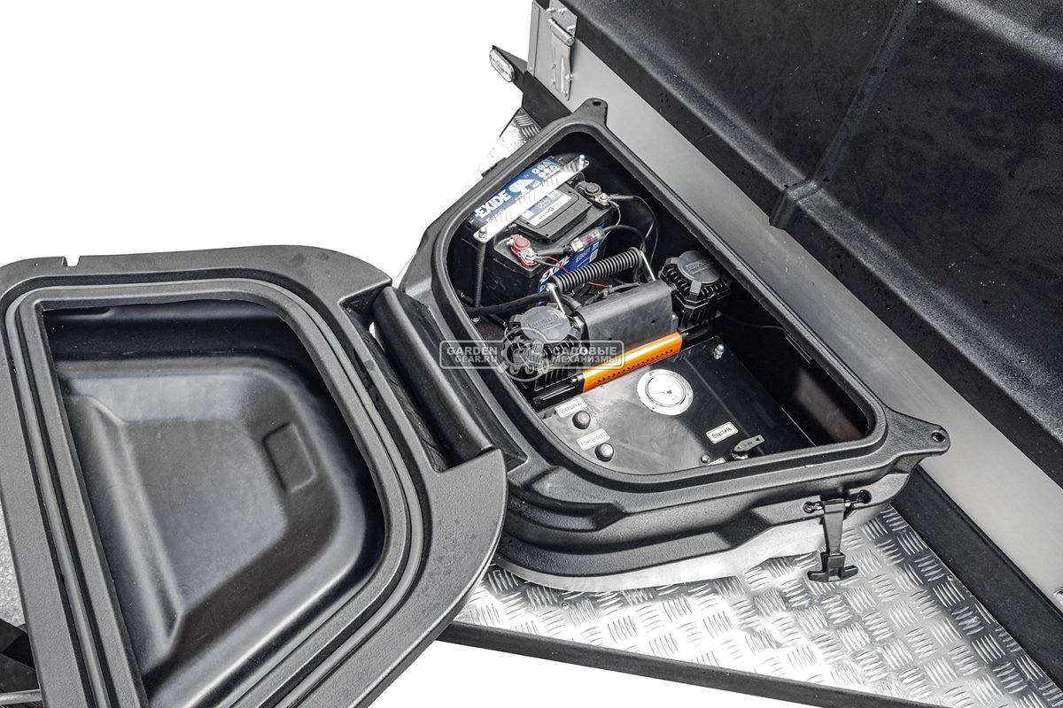 Прицеп с опускающейся платформой на пневмоподвеске Baltic Mechanic Polygon-City PC 750 для перевозки мини-спецтехники, пневмолифт, крышка, 3500x1500