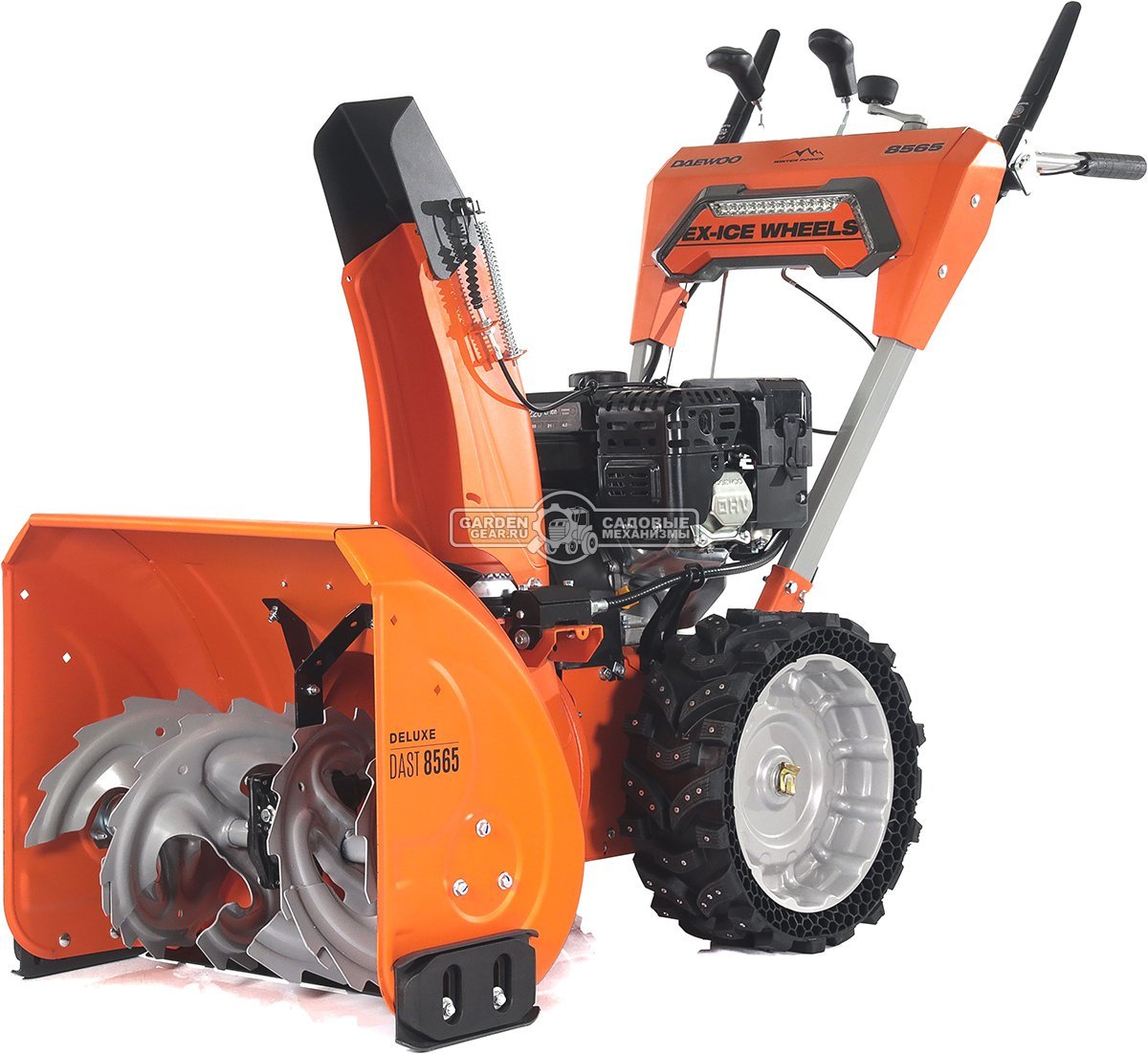 Снегоуборщик Daewoo DAST 8565 (PRC, 61 см., Daewoo, 220 куб.см., запуск от аккумулятора 21В, фара, скорости 5/2, EX-ICE, подогрев рукояток, 99 кг.)