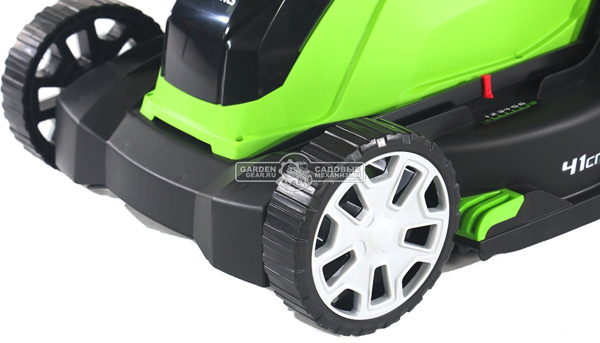 Газонокосилка аккумуляторная GreenWorks G40LM41 без АКБ и ЗУ (PRC, 40В, 41 см, пластик, мульчирование, 50 л, 18 кг, снята с производства)
