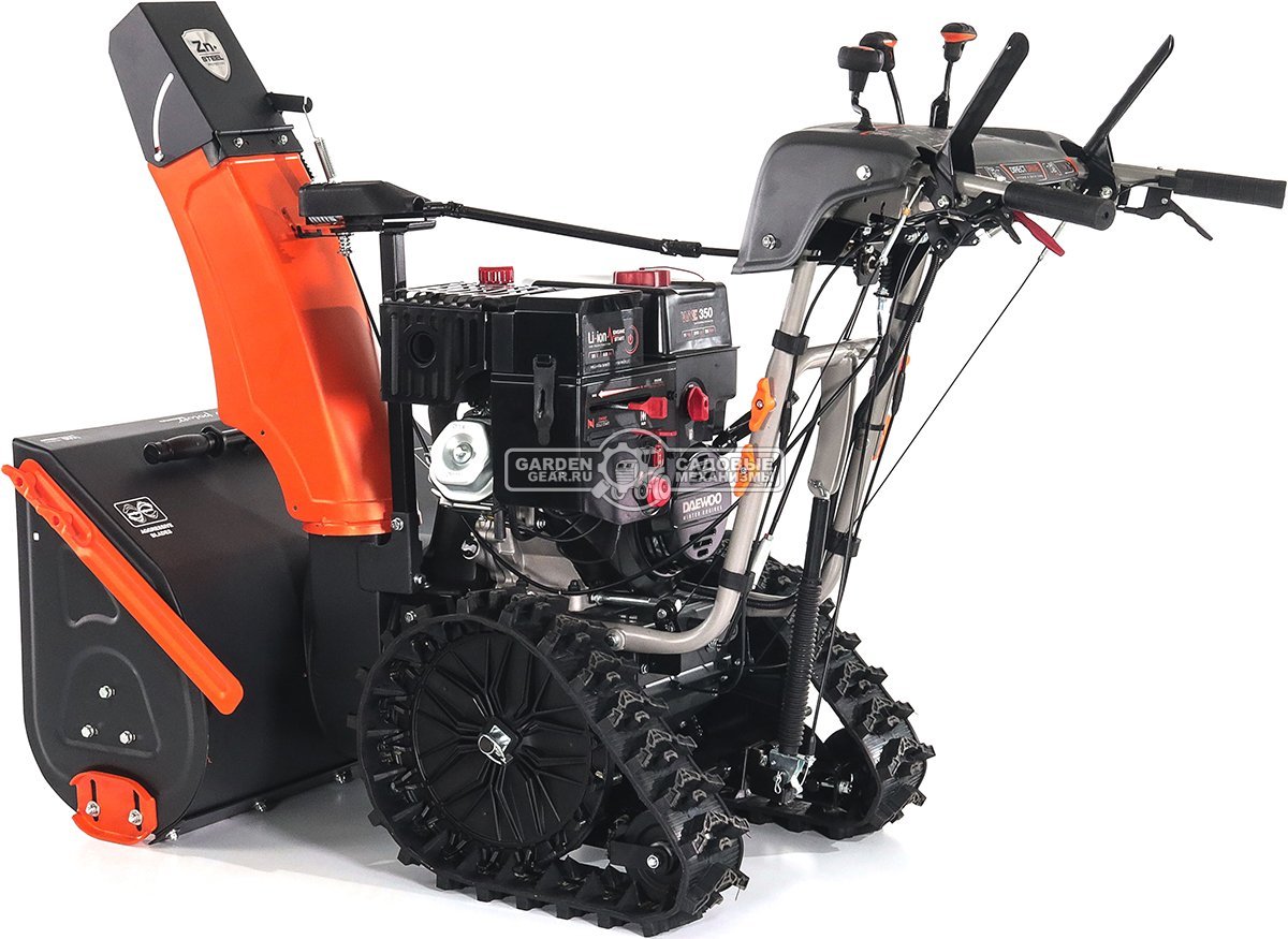 Снегоуборщик Daewoo DAST 430 гусеничный (PRC, 76 см, Daewoo WXE 350, 310 см3, запуск от аккумулятора, фара, гусеницы Arctic track, 125 кг.)