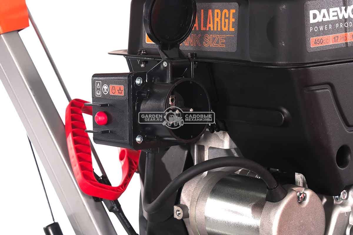 Снегоуборщик Daewoo DAST 17110 (PRC, 108 см., Daewoo, 450 куб.см., эл/стартер 220В, фара, скорости 5/2, 4 колеса, подогрев рукояток, 150 кг.)