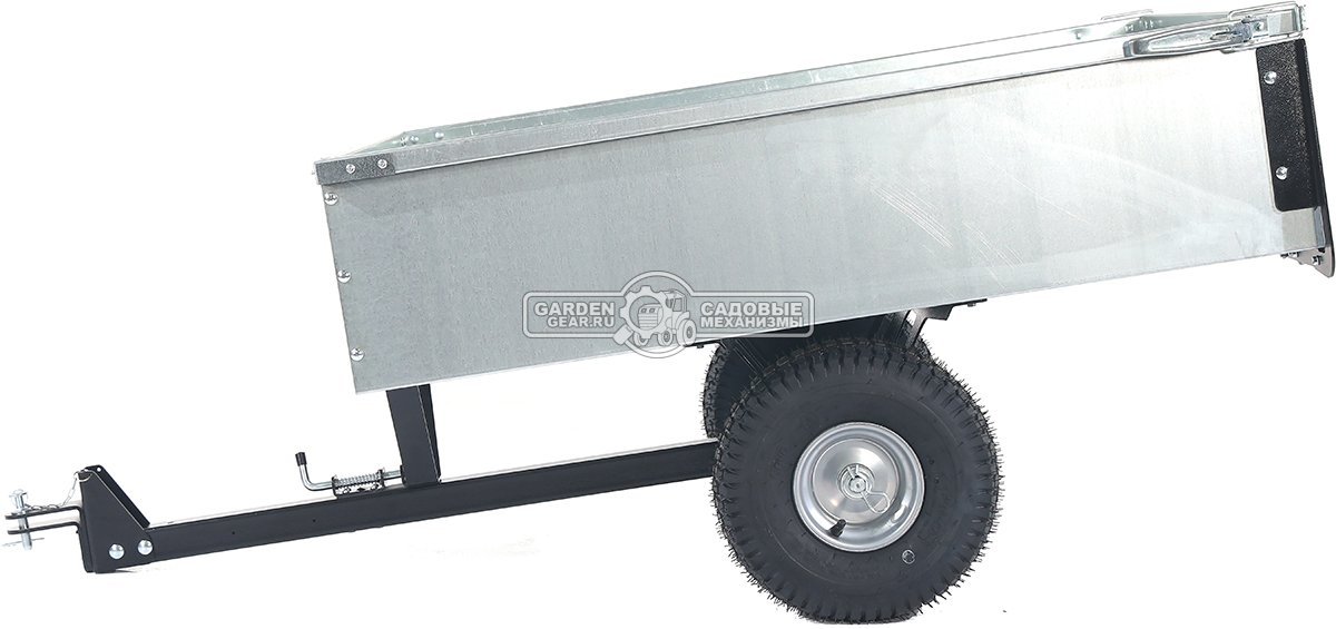 Тележка - прицеп ZimAni GT410x2 Stainless steel 500 для садовых тракторов, с механизмом опрокидывания (оцинкованной сталь, 500 кг)