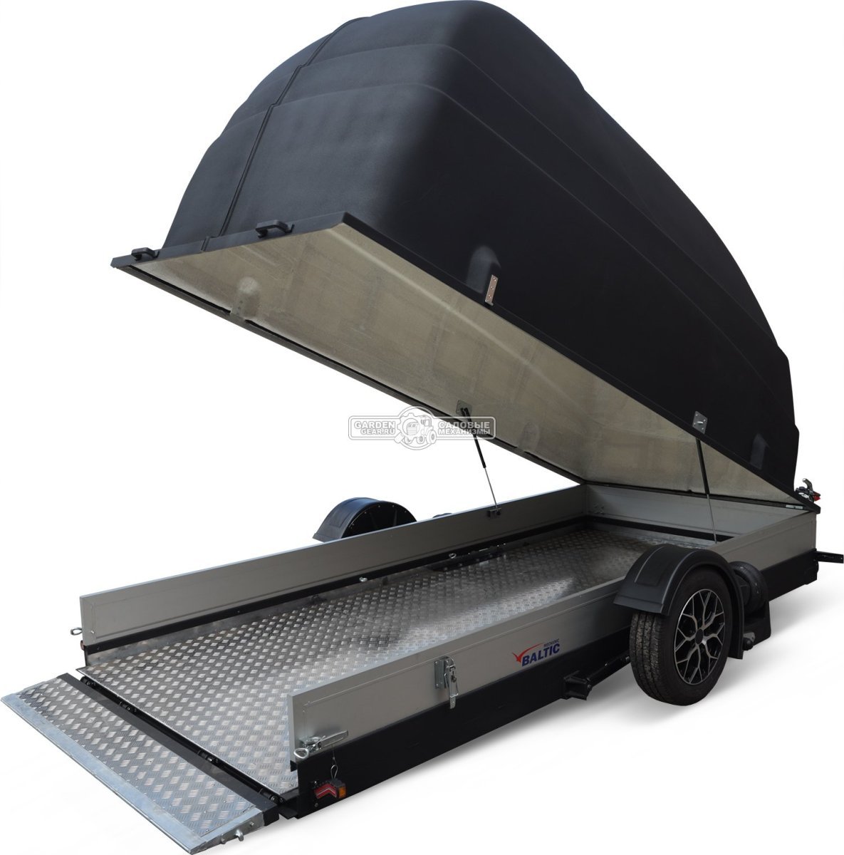 Прицеп с опускающейся платформой на пневмоподвеске Baltic Mechanic Polygon-City PC 750 для перевозки мини-спецтехники, пневмолифт, крышка, 3500x1500