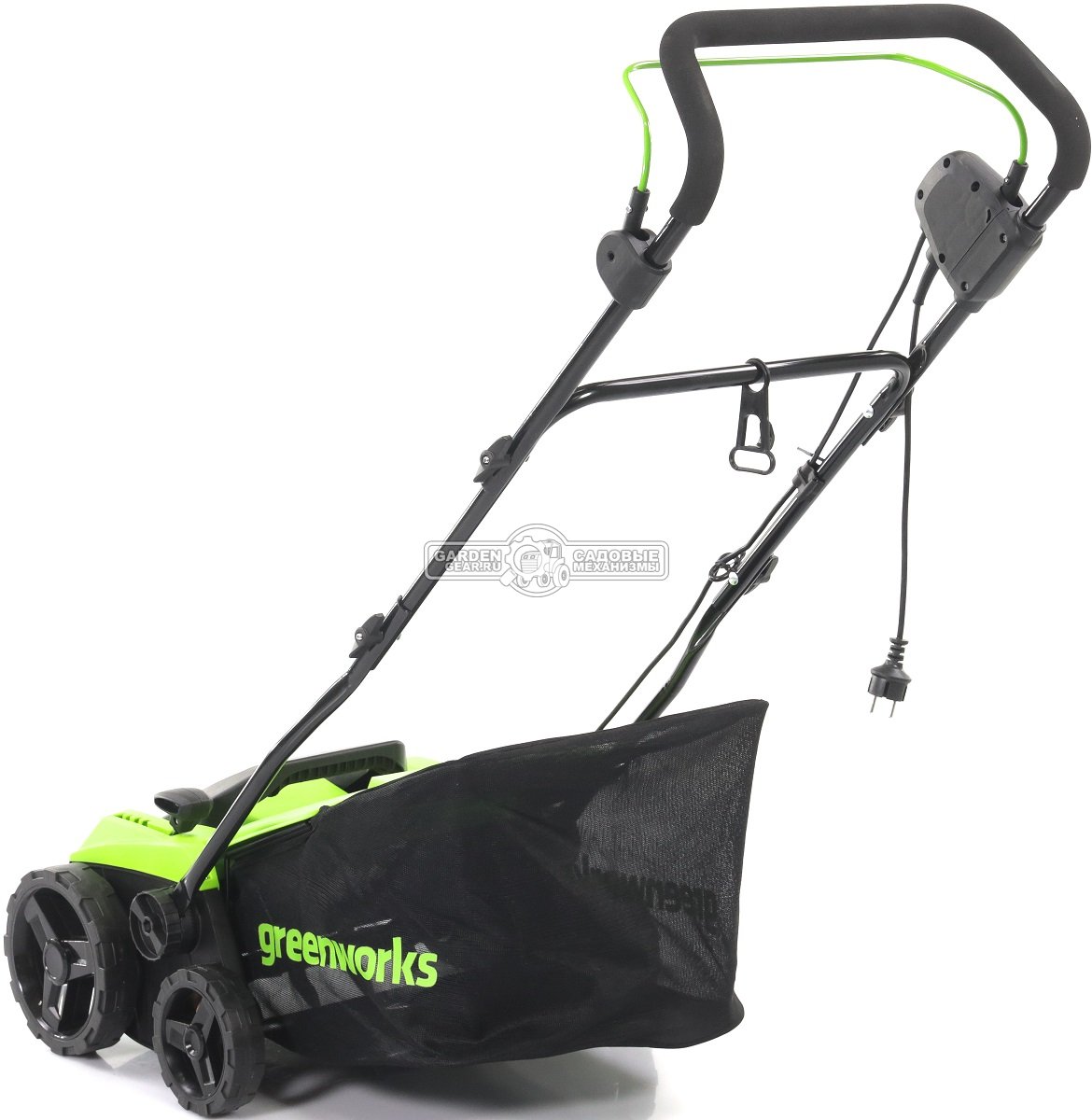 Вертикуттер - аэратор электрический GreenWorks GDT15 (PRC, 1500 Вт, 36 см., ножи + пружины, 45 л, 12.8 кг)