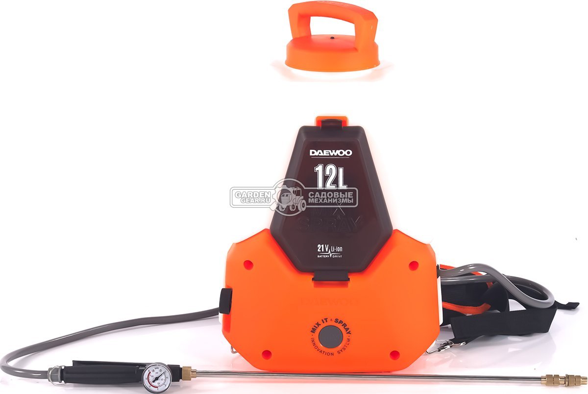 Опрыскиватель аккумуляторный Daewoo DSA 1221Li SET c АКБ 2 А/ч и ЗУ с функцией смешивания (PRC, 21B, 12 л, 1.5-5 Бар, 3 л/мин, ранц.ремень, 4 кг)