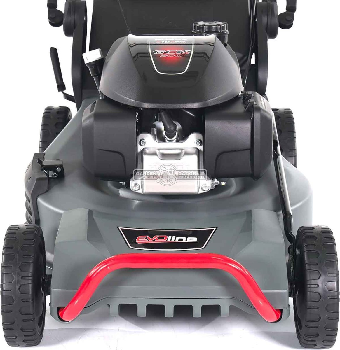 Газонокосилка бензиновая EVOline LMG 53 CSH Commercial (PRC, 53 см, Honda GCV200, 201 см3, 4 в 1, 70 л, сталь, 47 кг)
