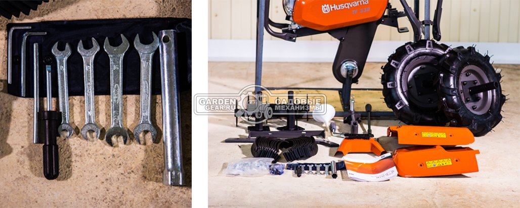 Мотоблок - культиватор Husqvarna TF 338 (PRC, Husqvarna, 212 куб.см., 2 вперед/1 назад, 60-95 см., колеса в комплекте, 93 кг)