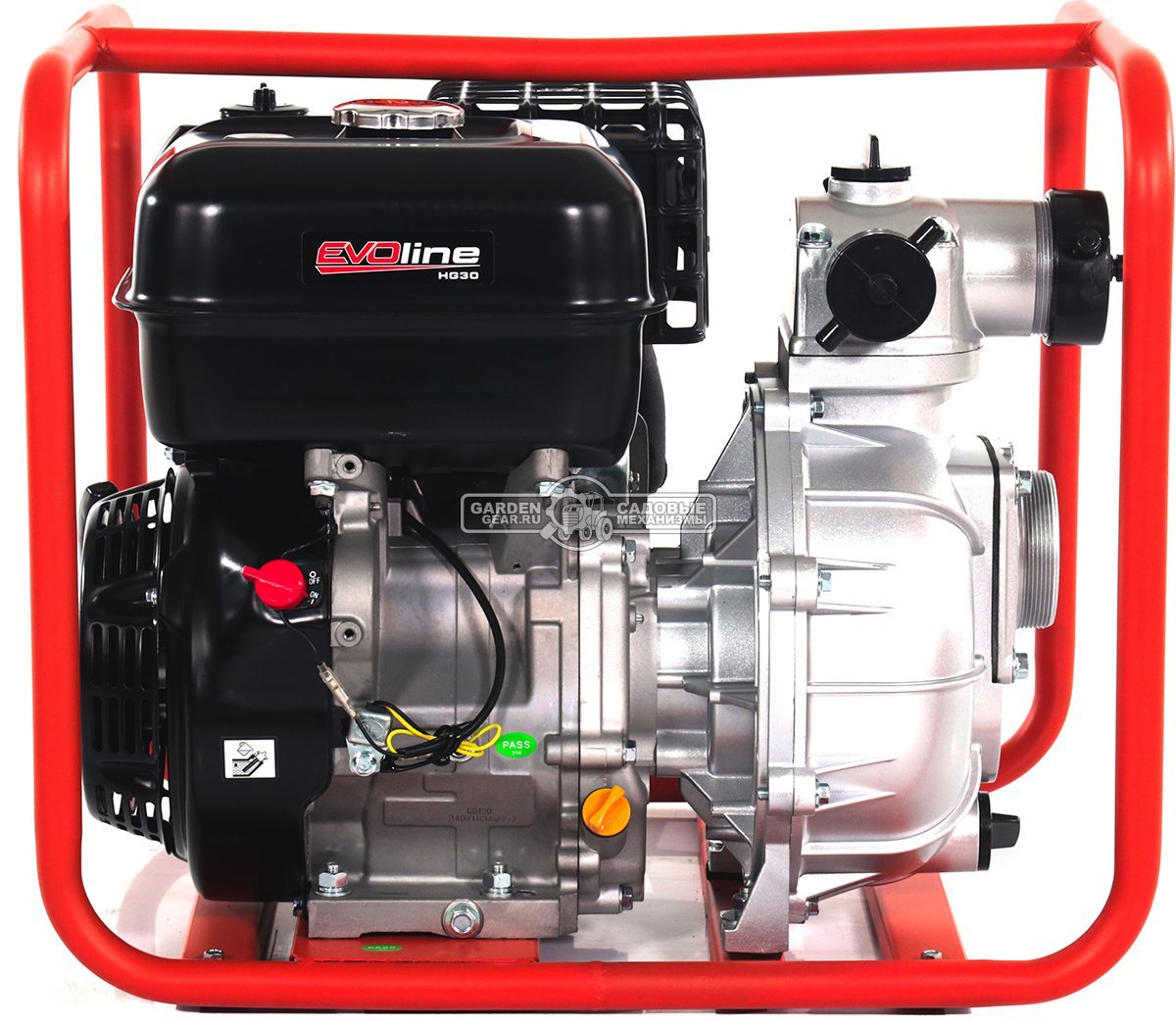 Мотопомпа бензиновая EVOline HG 30 пожарная высоконапорная (PRC, Zongshen GB420, 420 куб.см., 750 л/мин., 75 м., 3", 48 кг.)