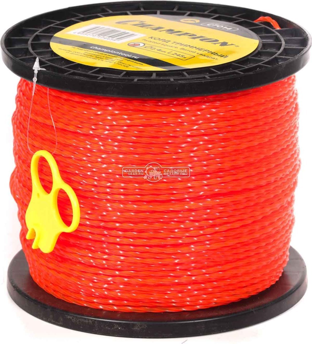 Леска триммерная Champion Twisted Square 2,4 мм., мононить, витой квадрат, 245 м. + нож для корда