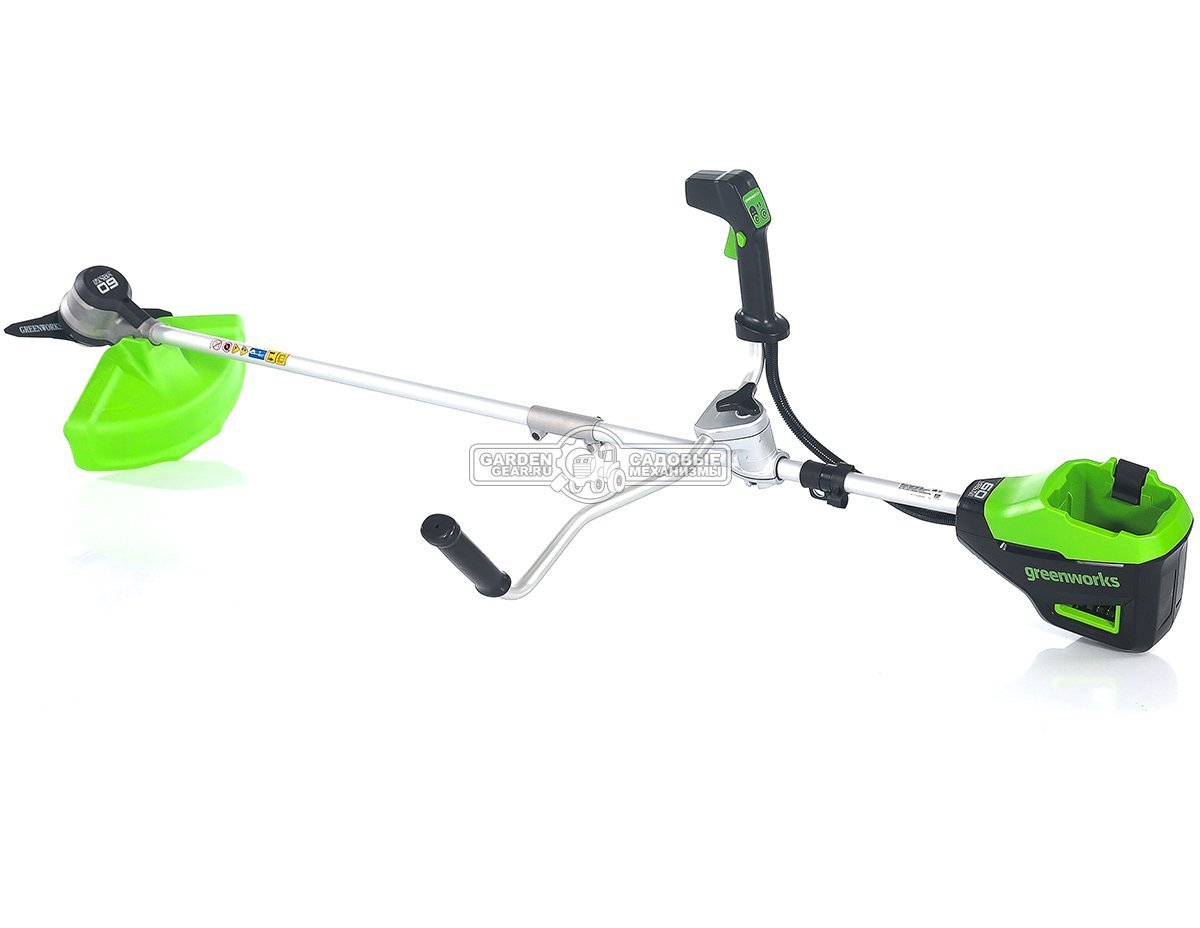 Мотокоса аккумуляторная GreenWorks GD60BCB без АКБ и ЗУ (PRC, BL 60В, нож 2Т + леска 2.0 мм, Т-рукоятка, 3.85 кг)