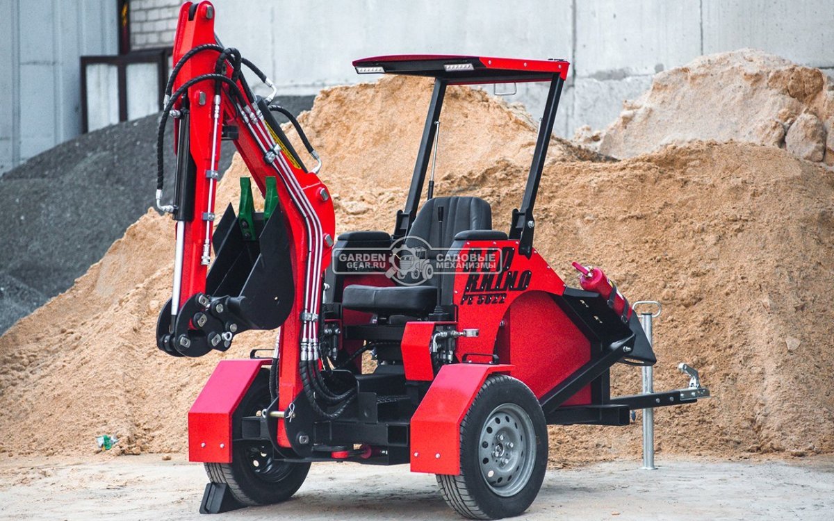 Прицепной экскаватор RED Rhino RBV-08 профессиональная комплектация, Loncin LC2V78FD-2., глубина копания 2,2 м., ковш 250 мм., 750 кг.