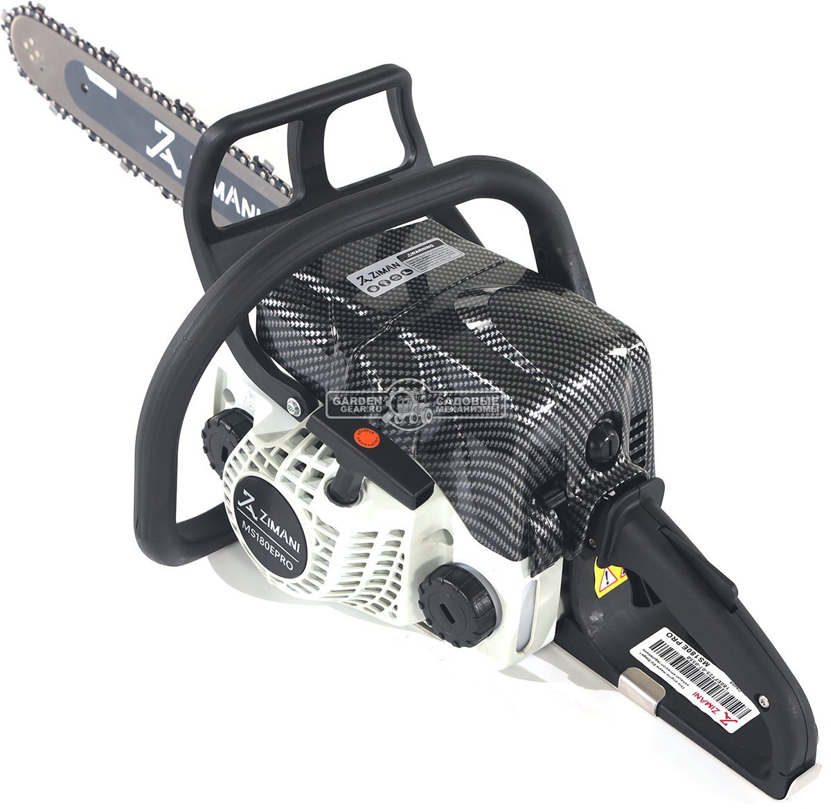 Бензопила ZimAni MS 180E Pro 16" (PRC, 31.8 куб.см., 1.5 кВт/2.0 л.с., 3/8", 1.3 мм, 55E, корпус Carbon Fiber, Walbro Carburetor, 4.2 кг)