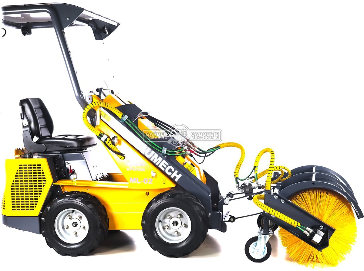 Универсальная машина мини-погрузчик Baumech ML-02 Pro + гидравлическая щётка 115 см. + каркас безопасности с двигателем Zongshen GB750 EFI инжектор