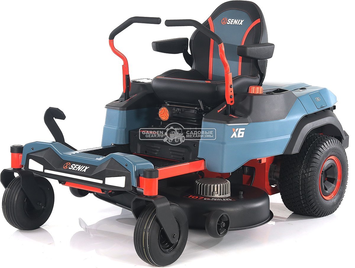 Садовый райдер Senix ZTRX6-M-EU аккумуляторный с 4 АКБ 12 А/ч и ЗУ с нулевым радиусом разворота (PRC, BL 60В, 107 см, 6 слотов для АКБ, LED, 200 кг)
