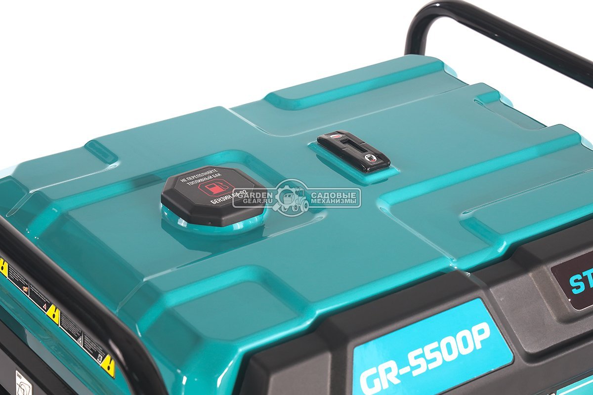 Бензиновый генератор Steviman GR-5500P (RUS, 420 см3, 5.0/5.5 кВт, 25 л, электростарт + разъем АВР, колеса, 83,5 кг)