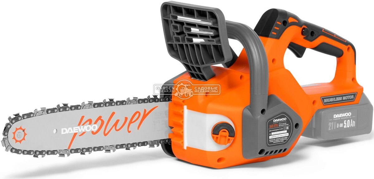 Пила аккумуляторная цепная Daewoo DACS 1221Li 12" без АКБ и ЗУ (PRC, BL 21В, натяжение цепи без инструмента, 3/8"-1.1-45E, 3.8 кг)