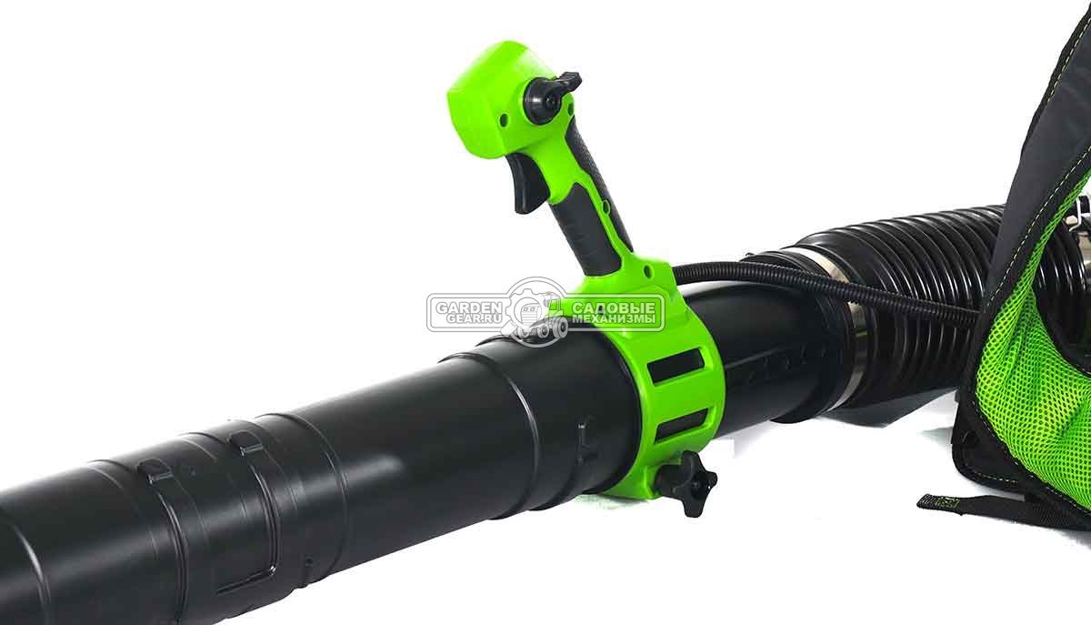 Воздуходувка аккумуляторная ранцевая GreenWorks АGD40BPG2 без АКБ и ЗУ (PRC, BL 40В, 281 км/ч, 20 м3\мин, Turbo режим)