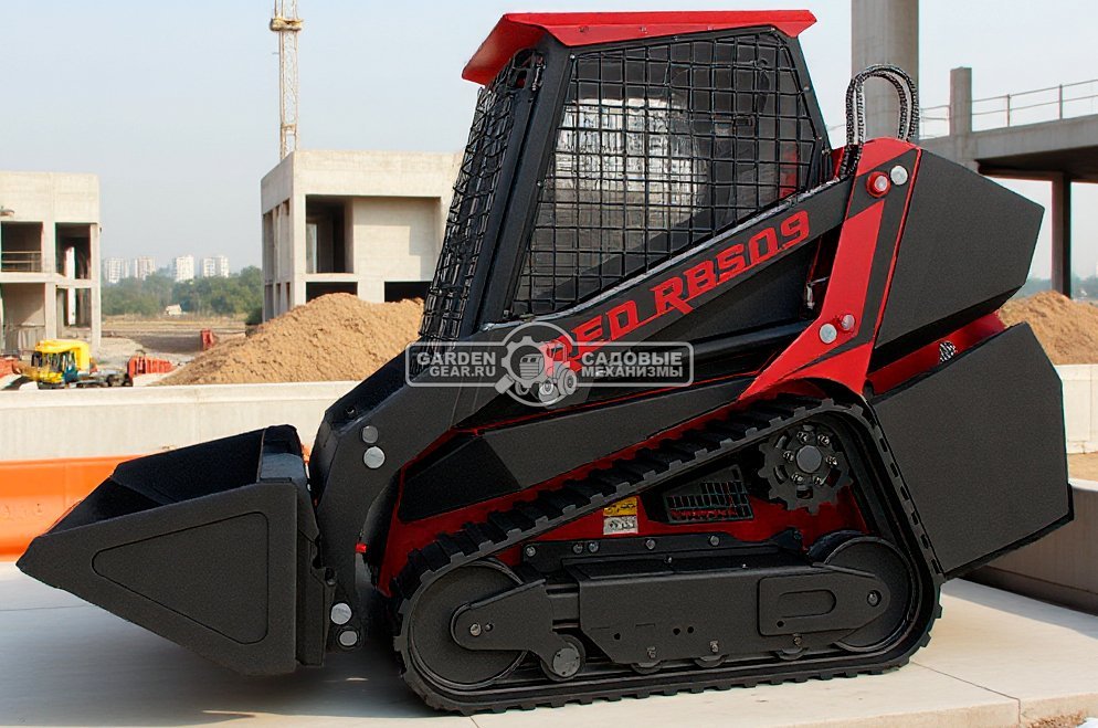 Мини-погрузчик гусеничный RED RBS-09 с закрытой кабиной Zongshen GB750EFI 30 л.с., грузоподъемность до 1000 кг., ковш 200 л., 1600 кг.