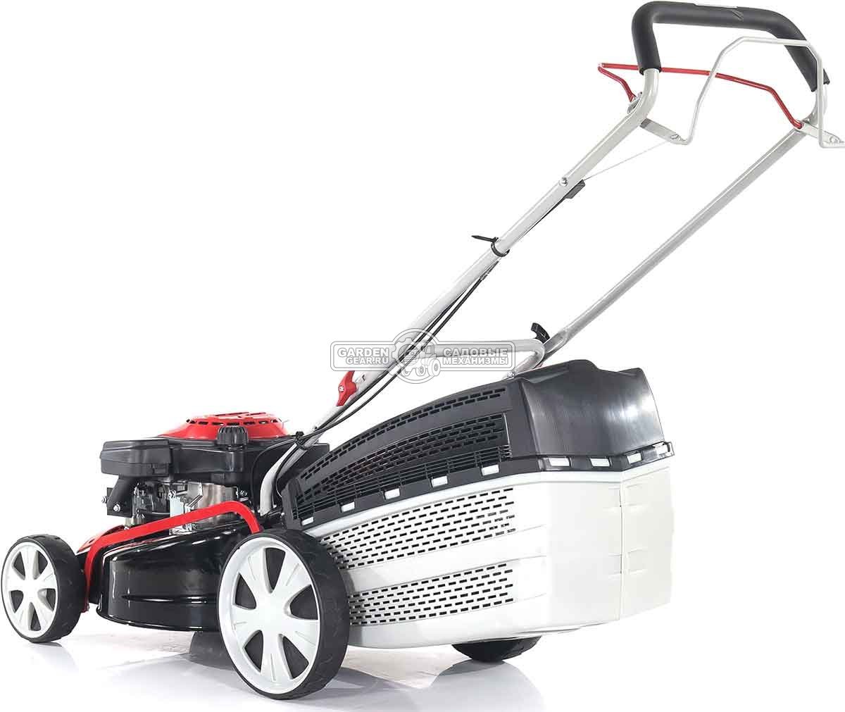 Газонокосилка бензиновая Geos Classic 46 SP-S Plus (PRC, 46 см, Sanli, 140 см3, сталь, 4 в 1, 65 л, 32 кг)