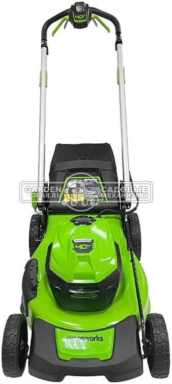 Газонокосилка аккумуляторная самоходная GreenWorks GD40LM48SP с АКБ 8 А/ч и ЗУ (PRC, BL 40В, 48 см, сталь, 4 в 1,Turbo режим, 55 л, 29.5 кг)