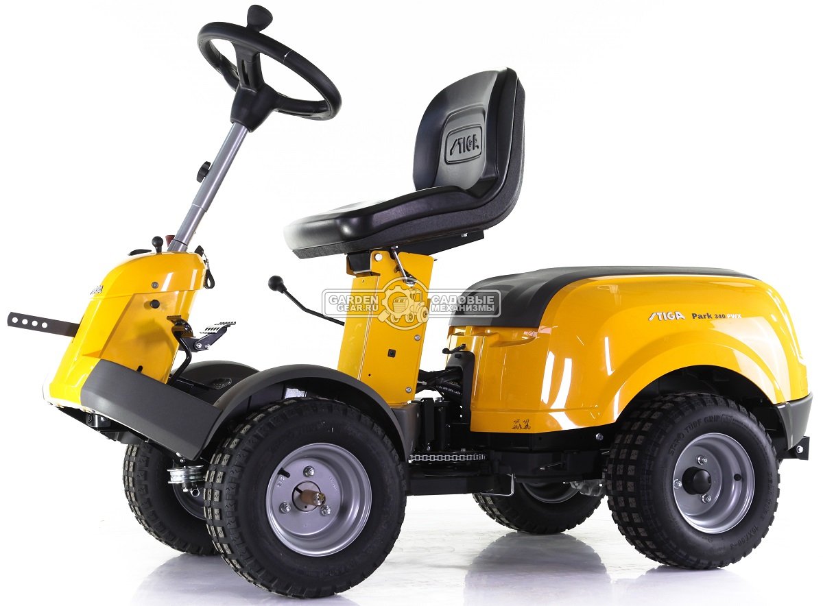 Садовый райдер Stiga Park Compact 340 PWX 4WD без деки (ITA, Stiga ST550 V-Twin, 586 куб.см., гидростатика, полный привод, 202 кг.)