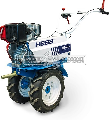 Мотоблок Нева МБ23-СД27Ф с фарой (RUS, колеса 4.50х10, Subaru 265 см3., 5.5 л.с., диффер., 85 см., 4 вперед/2 назад, шкив, 115 кг)