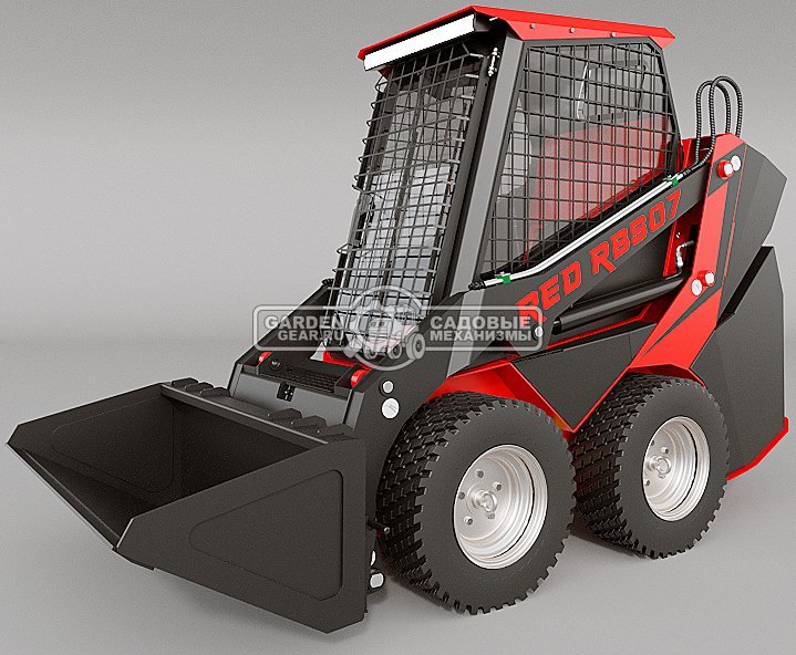 Мини-погрузчик колесный RED RBS-07 с закрытой кабиной Loncin LC2V80FD 30 л.с., грузоподъемность до 700 кг., ковш 300 л., 1200 кг.