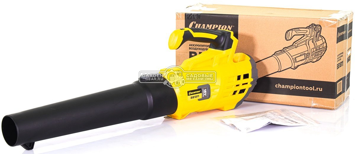 Воздуходувка аккумуляторная Champion BB1811 с АКБ 2 А/ч и ЗУ (PRC, Li-ion 18В, 4 А/ч, 38 м/с, 594 м3/ч, 1.9 кг)