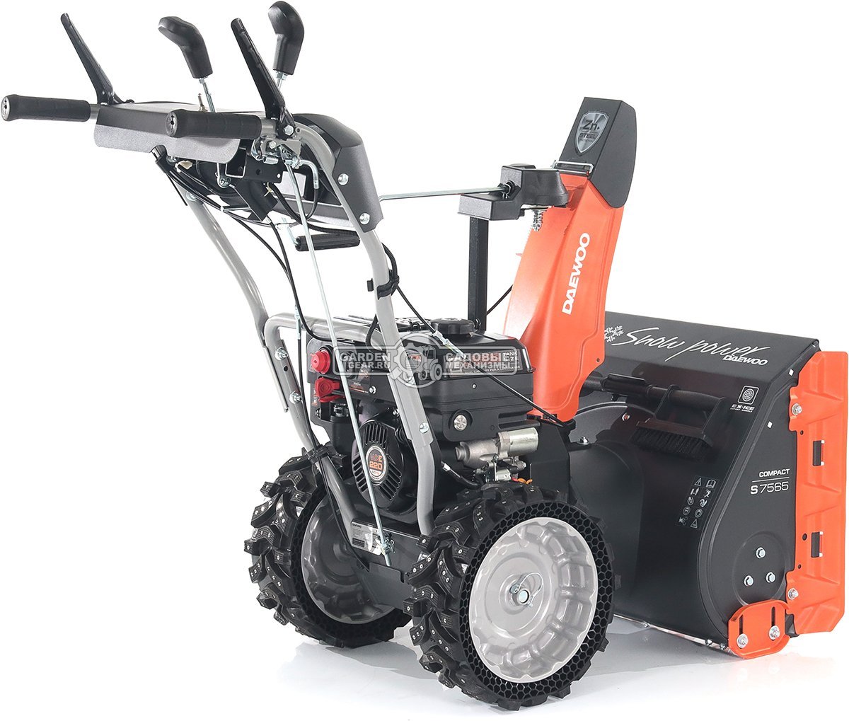 Снегоуборщик Daewoo S 7565 (PRC, 65 см., Daewoo, 220 см3, скорости 6/2, колеса EX-ICE, запуск от аккумулятора 21В, фара, 67 кг.)