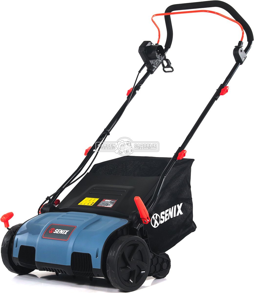 Вертикуттер - аэратор электрический Senix SCE16-L-EU (PRC, 1600 Вт, 38 см, ножи + пружины, пластик, 50 л, 8.1 кг)